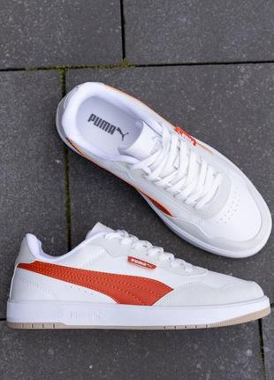 Кеди високої якості в стилі puma court ultra lite white orange1 фото