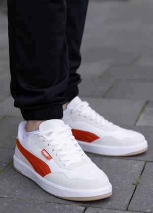 Кеди високої якості в стилі puma court ultra lite white orange7 фото