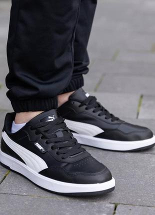 Кеды высокого качества puma court ultra lite black white6 фото