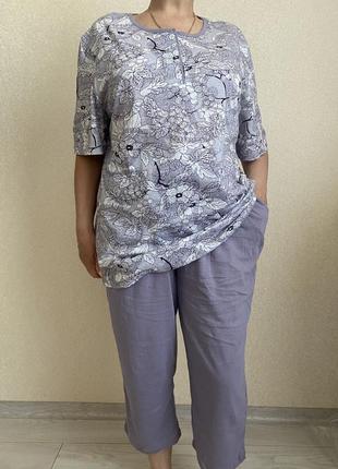 Пижама женская батал бриджи и футболка хлопок 64р4 фото
