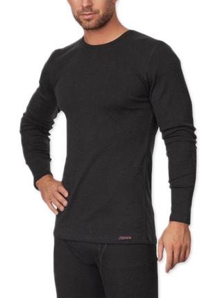 Чоловіча бавовняна термо футболка з начосом чорного кольору cornette 214 termo
