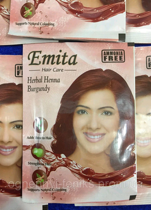 Хна для окрашивания волос "emita" - бургунд/ 6шт/уп. индия1 фото