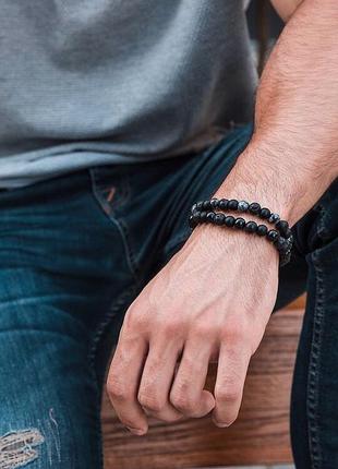 Комплект з двох браслетів shamballa double motion || black & gre