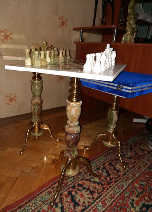 Шахи стіл ексклюзив з натурального каменю "онікс" 40х40 см .3 фото