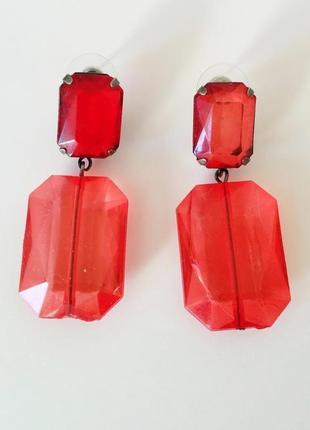 Сережки "statement" №8 red crystal