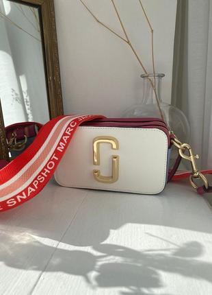 Сумка marc jacobs small camera bag white pink4 фото