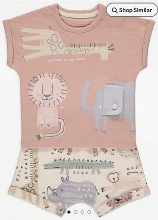 Літній костюм комплект футболка майка шорти 9-12-18 міс. 74-80-86 см.