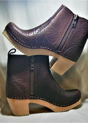 З нової англії edith zipper boot high heel brown bison.