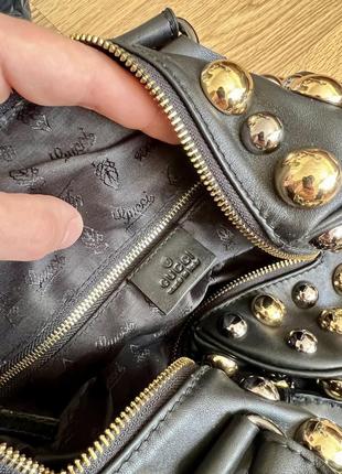 Сумка из натуральной кожи gucci babouska studded leather boston оригинал новая7 фото