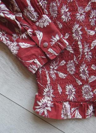 Красивая хлопковая блуза с объемными рукавами в цветочный принт от next4 фото