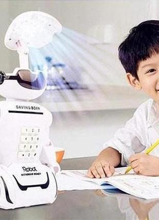 Електронна дитяча скарбничка - сейф з кодовим замком та купюроприймачем робот robot bodyguard та bz-846 лампа 2в1