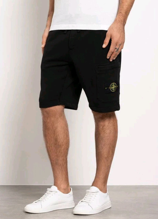 Шорти stone island  black cotton2 фото