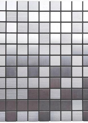 Декоративная алюминиевая мозаика серебряная на самоклеящейся основе 300х300х3мм