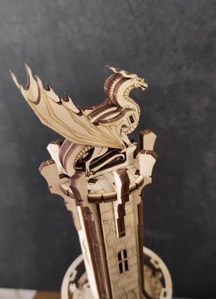 Механічний, деталізований замок дракона wood trick з підсвіткою4 фото