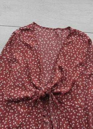 Красивая легкая блуза на завязке в горошек от shein4 фото