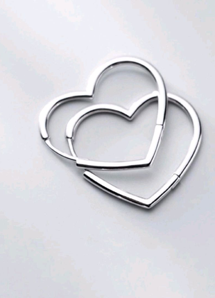 Сережки серцем срібло 9252 фото