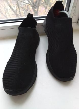 Комфортные черные мокасины - носки, текстиль сетка, на подошве из пены - р.41 - 26 см3 фото