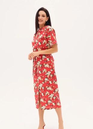 Малиновое коттоновое платье с короткими рукавами, стиль: повседневный, материал: коттон, размер: xl