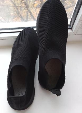 Комфортные черные мокасины - носки, текстиль сетка, на подошве из пены - р.41 - 26 см2 фото