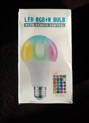 Світлодіодна лампа з пультом ду. e27 led rgb 10вт , 16 кольорів