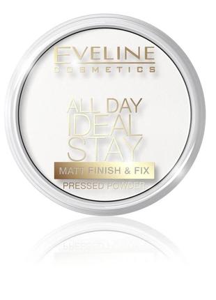 Eveline cosmetics матирующая-закрепляющая прозрачная пудра white 60 all day ideal stay1 фото