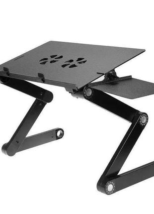 Стіл для ноутбука з вентилятором, тримачем для мишки та регулюванням висоти laptop table t8