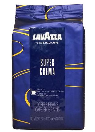 Кава в зернах lavazza super crema blu 1kg кави