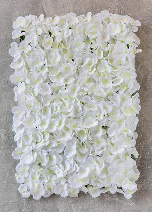 Искусственный фитомодуль из цветов "гортензия", белая, 40*60 см декоративное модульное покрытие1 фото