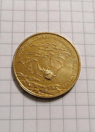 Монета номіналом 2 злотих 2010 польща летюча мишь флора і фауна