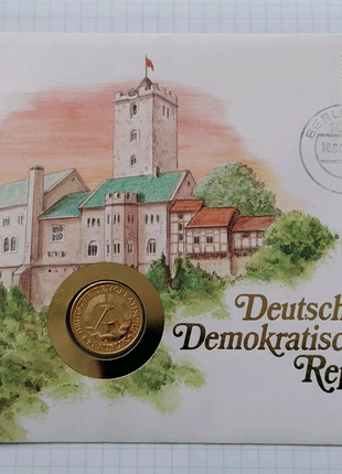 Колекционный набір німеччина ндр монета конверт марка 1984