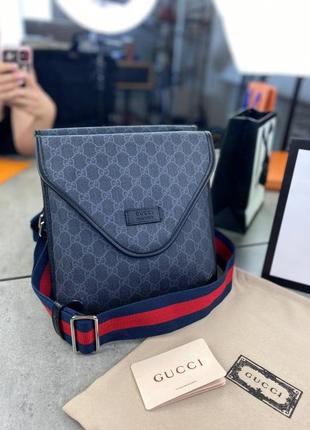 Месенджер сірий gg supreme neo vintage black grey c642