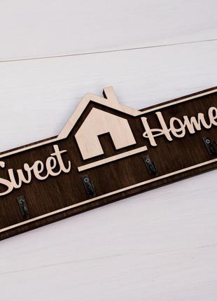 Ключниця настінна з дерева "sweet home"3 фото