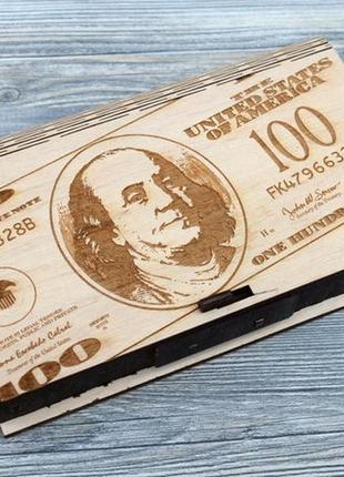 Шкатулка-купюрница з фанери (долар)