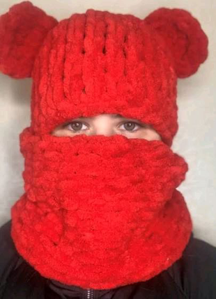 Шапка з вушками , шарф