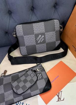 Мессенджер серый louis vuitton bolso trio graphite c7654 фото