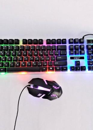 Комплект клавіатура + мишка, з підсвічуванням, дротова3 фото