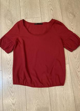 Бордовая блуза zara2 фото