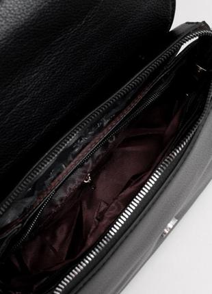 Черная сумка кросс-боди с клапаном, эко-кожа, повседневный3 фото