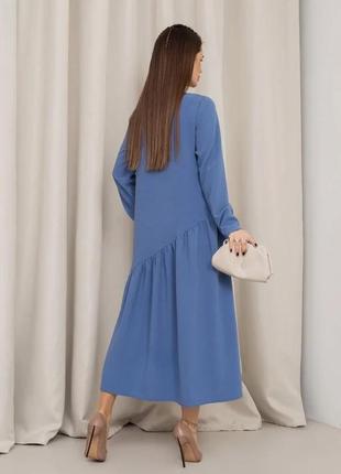 Голубое платье с асимметричным воланом размер 3xl3 фото