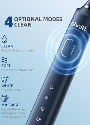 Електрична зубна щітка phniti sonic toothbrush + 8 насадок, кейс12 фото