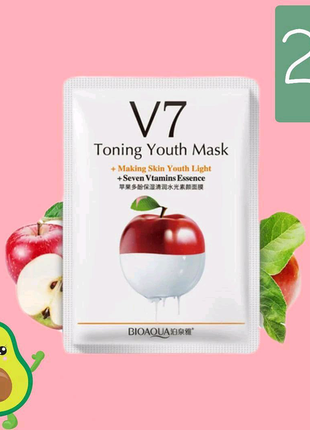 Маска з екстрактом яблука bioaqua toning youth mask v7 apple