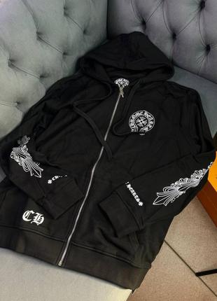 Толстовка черная chrome hearts black на молнии  sg261