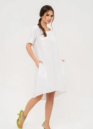 Біла асиметрична сукня-балон, білий, s2 фото