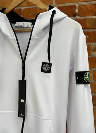 Кофта зип худи stone island белая 3