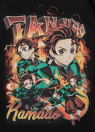 Футболка с принтом аниме demon slayer - tanjiro kamado xl черный