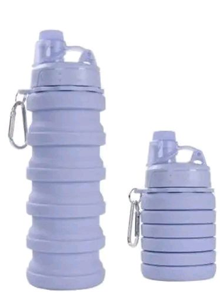 Cиликоновая складная бутылка 500 мл голубая2 фото