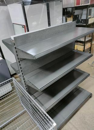 Торгові острівні стелажі металеві двосторонні linde антрацит 125