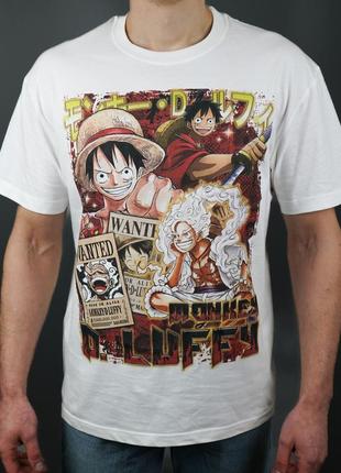 Футболка с принтом аниме one piece monkey d luffy l белый