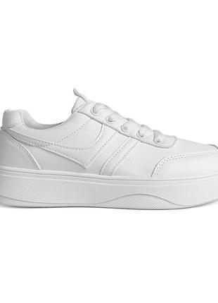 Білі жіночі кросівки на шнурівці (еко шкіра)2 фото