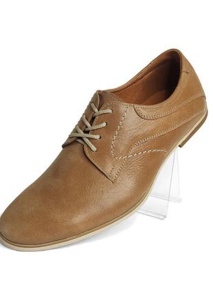 Класичні чоловічі коричневі туфлі на шнурівці шкіряні (шкіра)